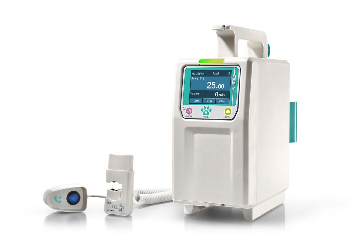 Bomba veterinária da infusão do veterinário do equipamento médico do estojo compacto de dois canais do alarme com 5 modos da infusão